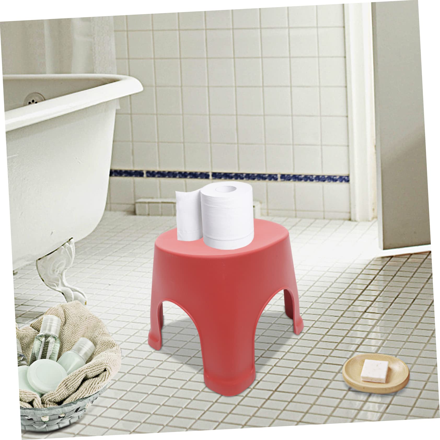Cabilock Sturdy Non-Slip Plastic Stool Step Stool for Bathroom Kitchen Dorm Lightweight and Portable