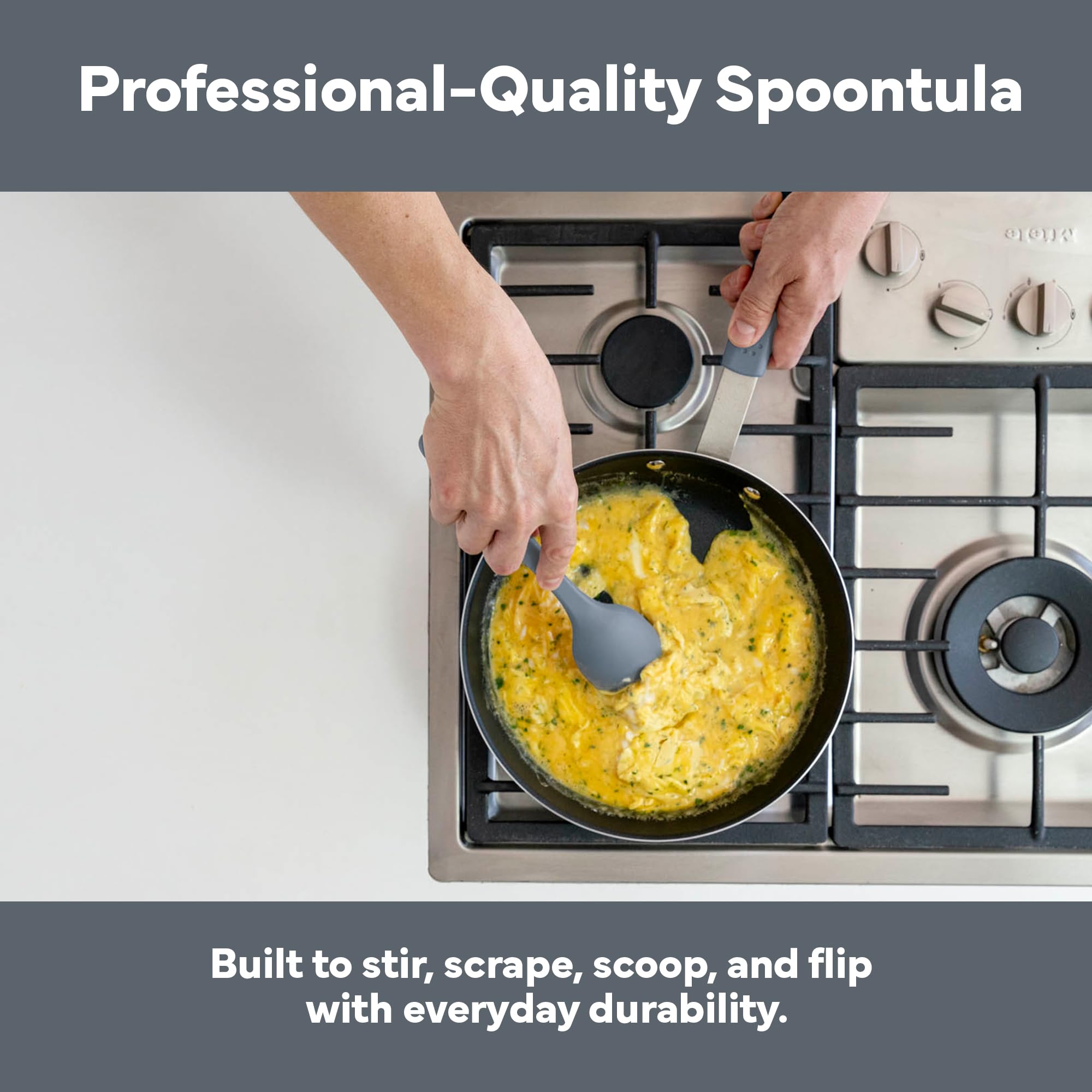 Misen Spoonula - Espátula de silicona híbrida - Espátulas de silicona grandes resistentes al calor para utensilios de cocina antiadherentes, color gris
