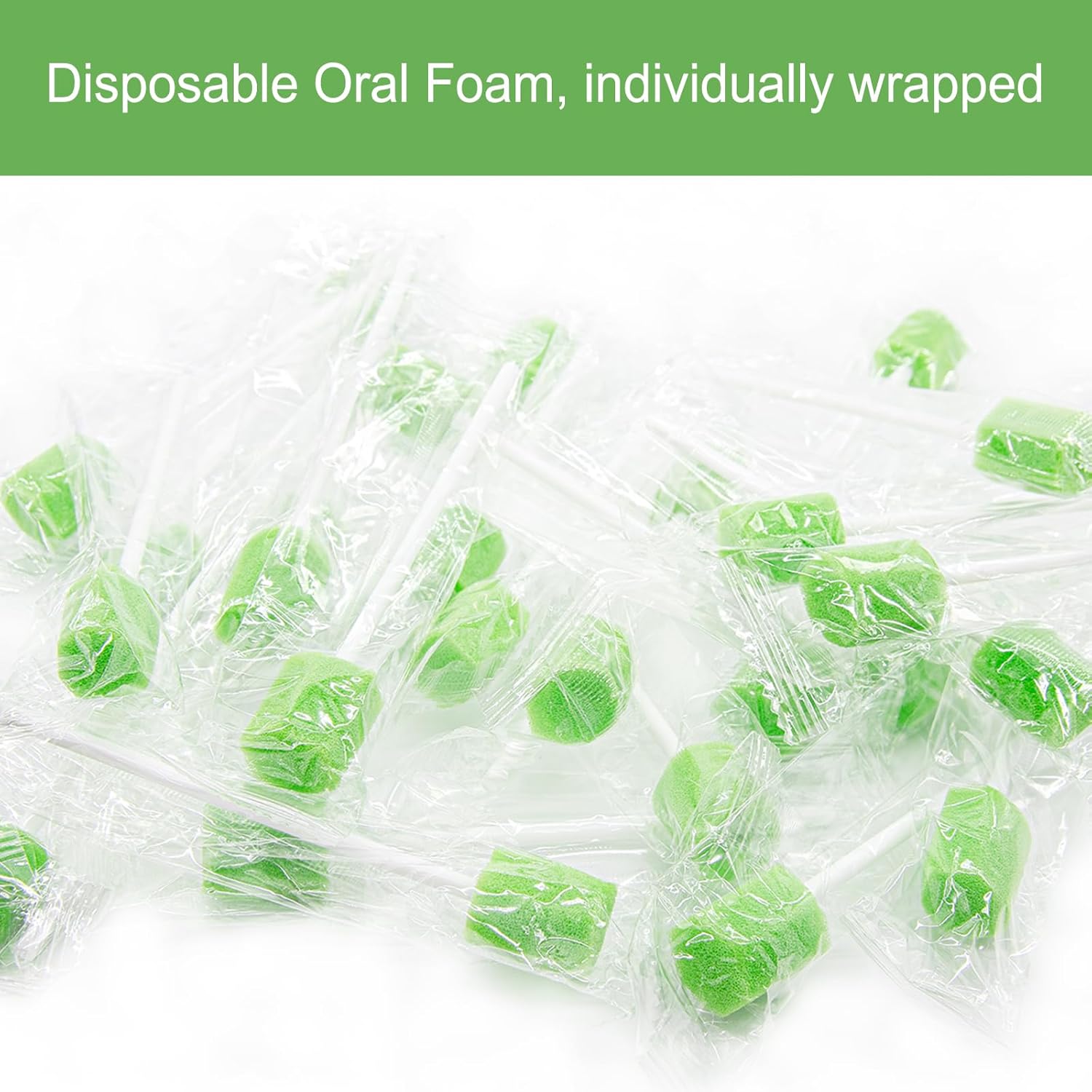 (250 PCS) JIESI Sterile Sponge Mouth Swabs(Green）