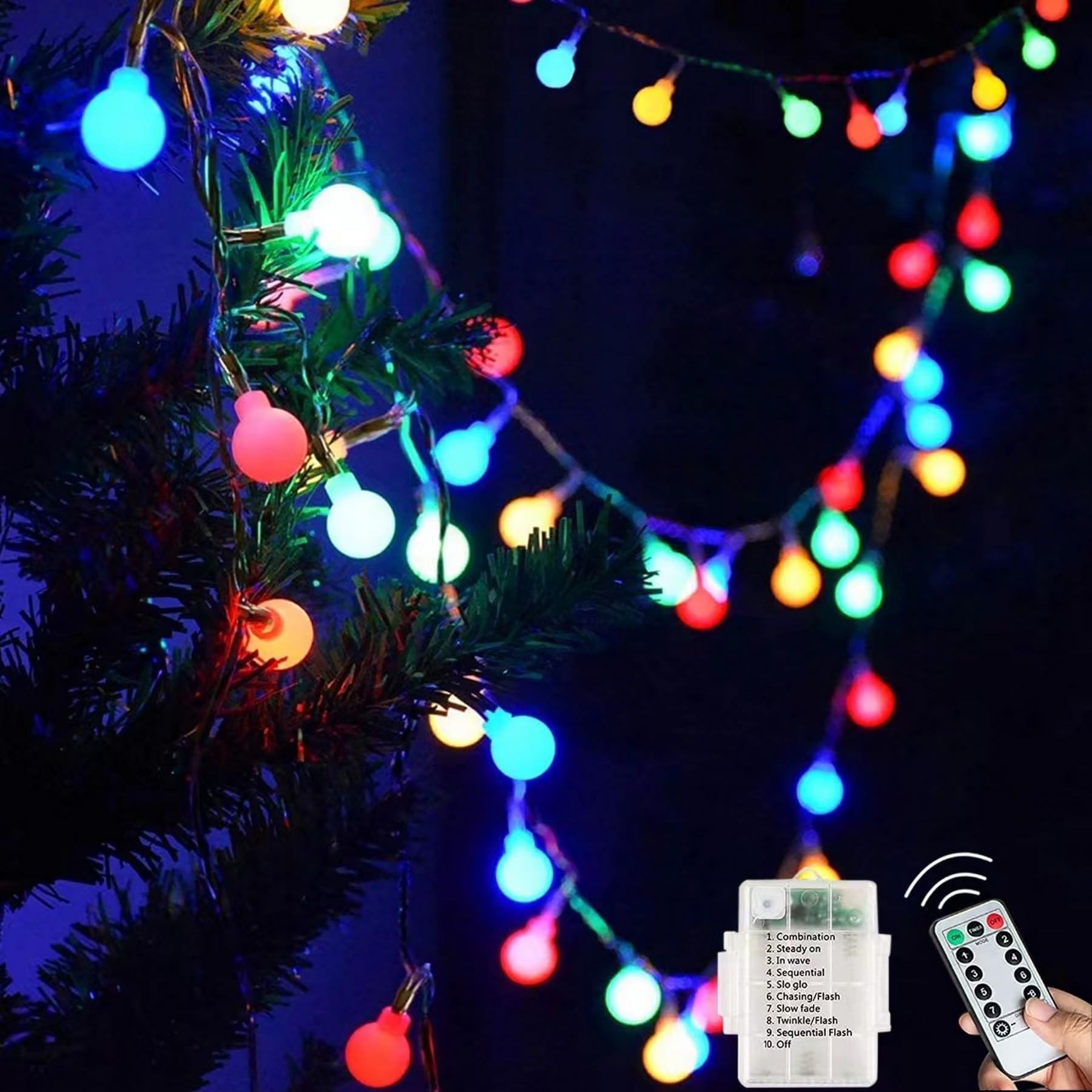 Lezonic Fairy Lights Battery Operated, 60LED String Lights, 8 Mode 26Ft Indoor/Outdoor Battery Fairy Lights for Bedroom Wedding Party Christmas Tree Decoration (Multi-Coloured) [Energy Class A+++]