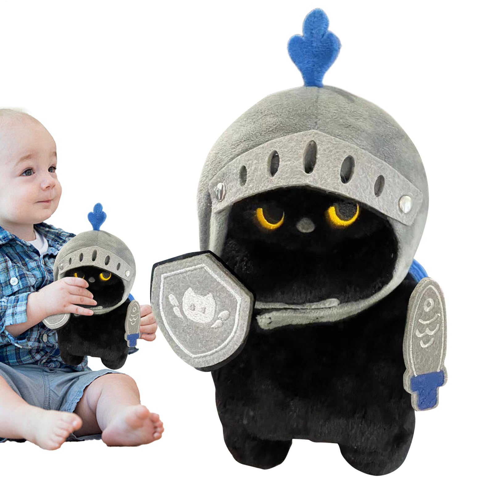 Genérico Plüschtier mit Katze, Ritter, feine Verarbeitung, 17 cm, weiches Tier-Puppen-Spielzeug, Plüschkatze, Dekoration für Schlafzimmer, Kabalkatzen
