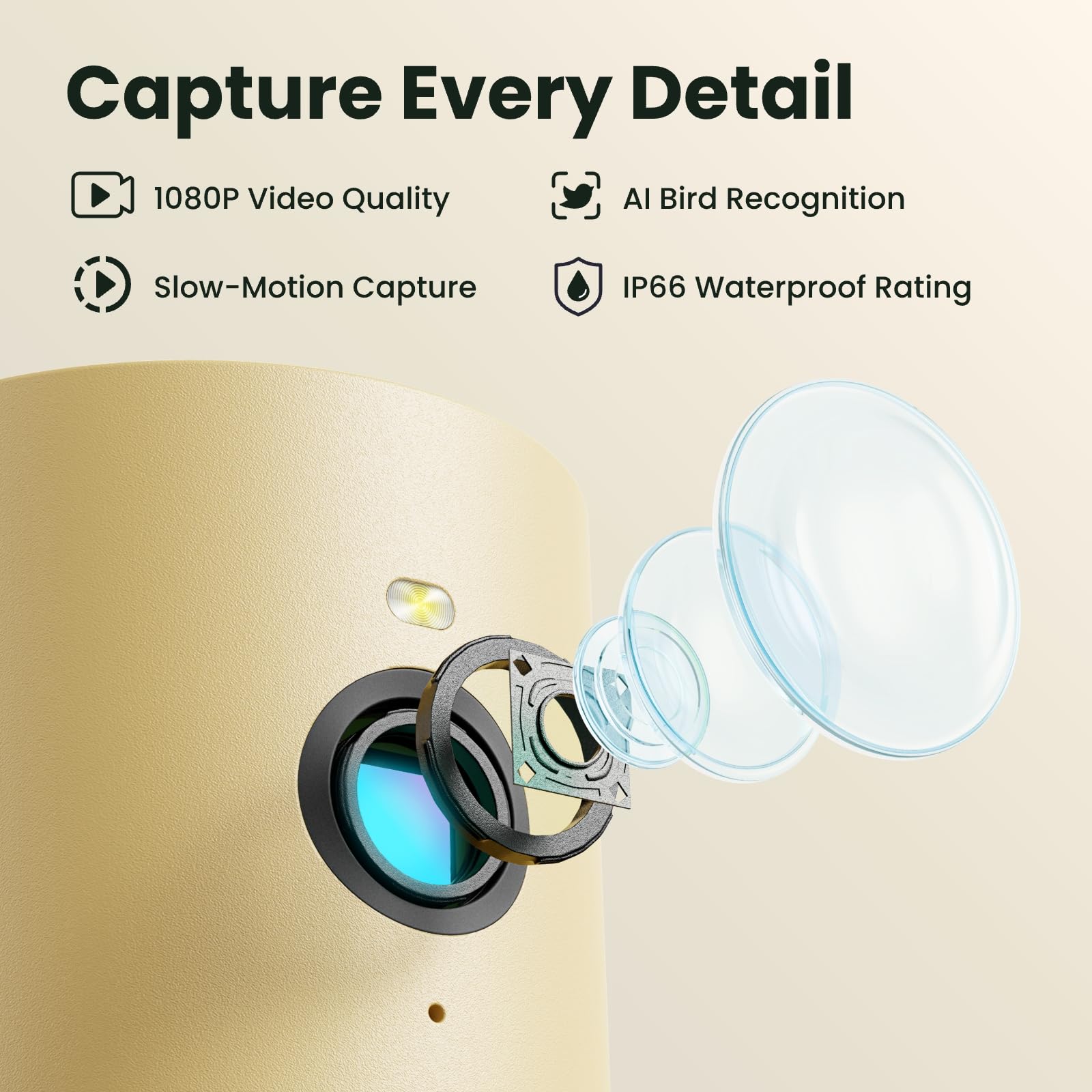 Smartes Vogelfutterhaus mit Kamera, Birdfy VogelFutterspender aus Holz, solarbetrieben, KI-Erkennung für 6000+ Vogelarten, 1080P Hochformat, wetterfest, App Live-Ansicht, YouTube&Facebook Streaming