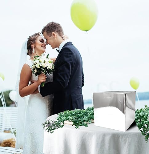 Miniatura 10 de SietDESEO Caja de tarjetas para fiesta, caja de tarjetas iridiscente, caja de rifa, caja de tarjeta de regalo para fiesta de cumpleaños, boda,