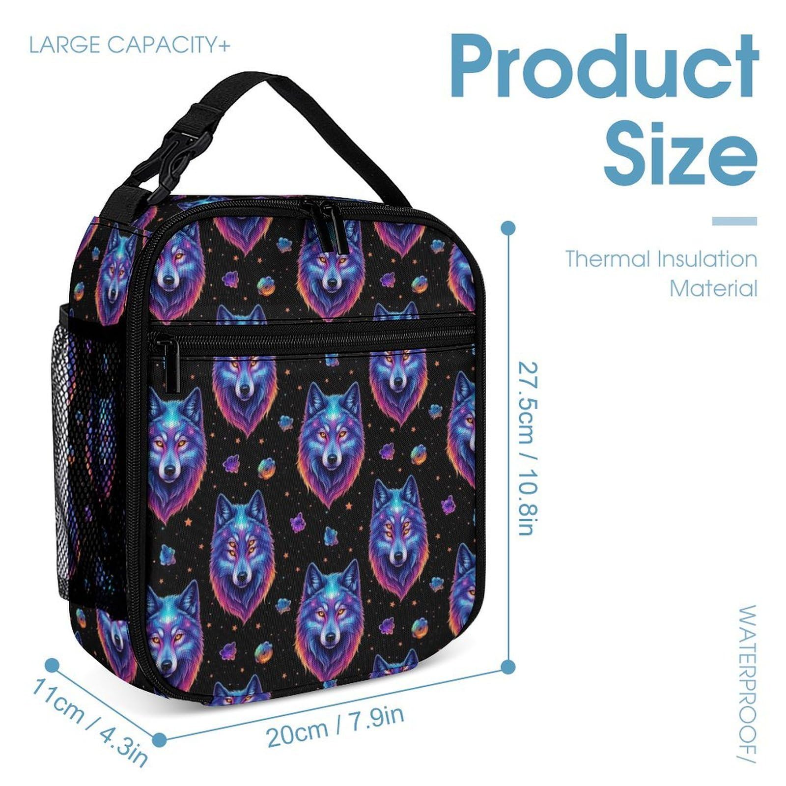 Ensemble sac à dos de voyage avec sac à lunch et trousse de maquillage Galaxy Wolf (2) Boîte et rangement