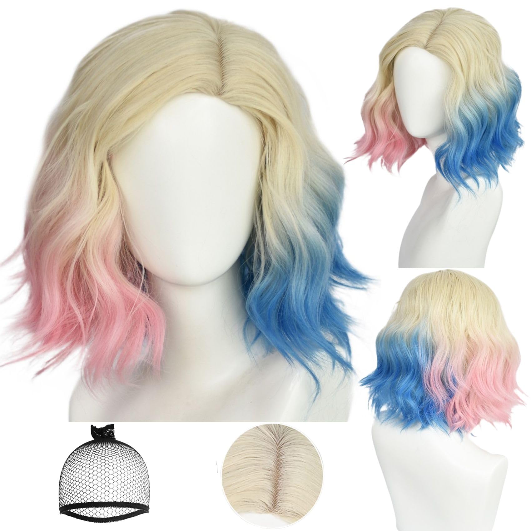 Pastel Blue and Pink Mixed Short Wig SD00438