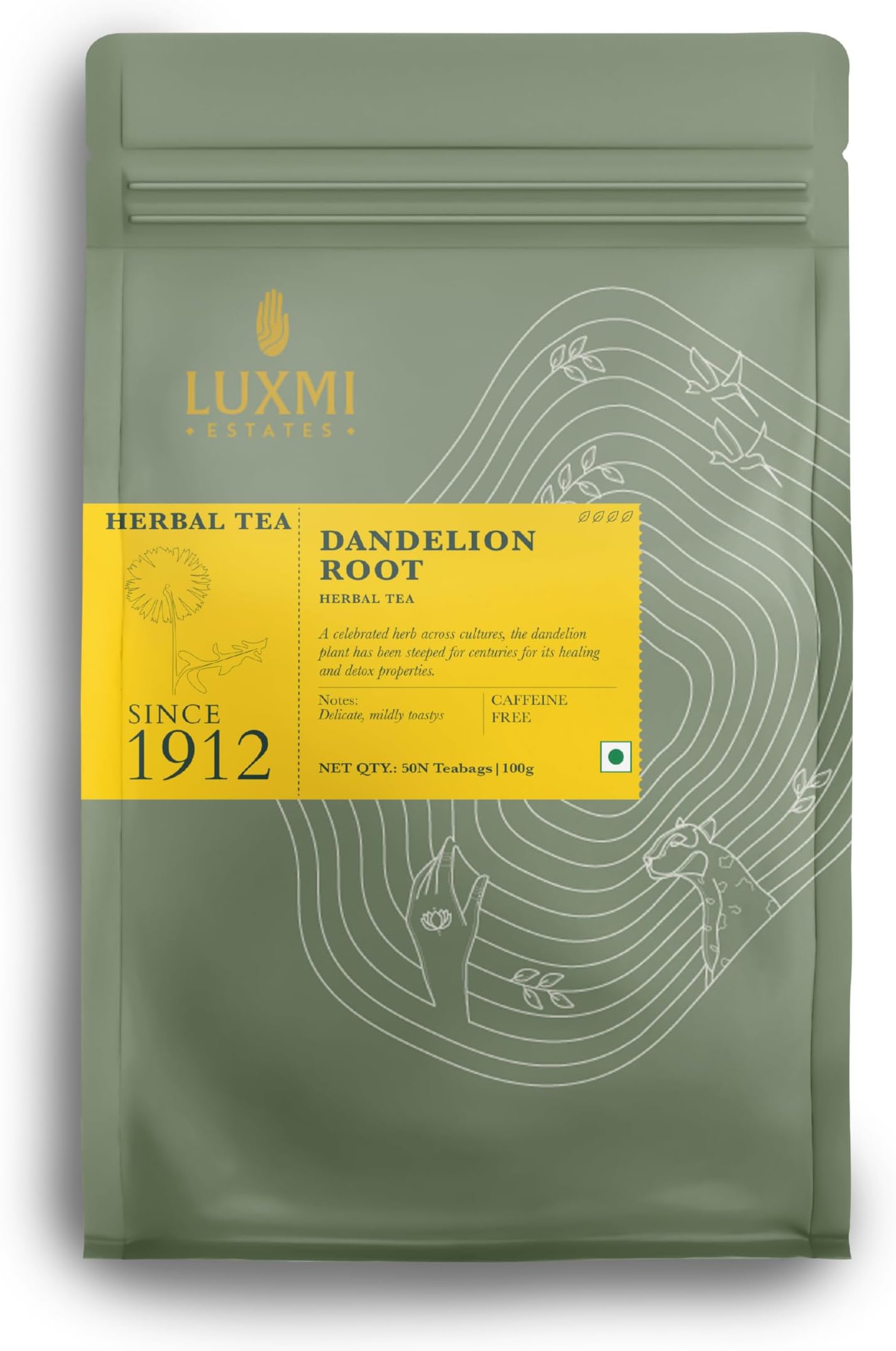 Estates Pure Dandelion Root โ Natural Herbal Infusion | 50 Plant-Based Biodegradable Bags (100g) | Single Ingredient | Caffeine Free | Detox & Liver Cleanse | Digestion Support | Immune Support
