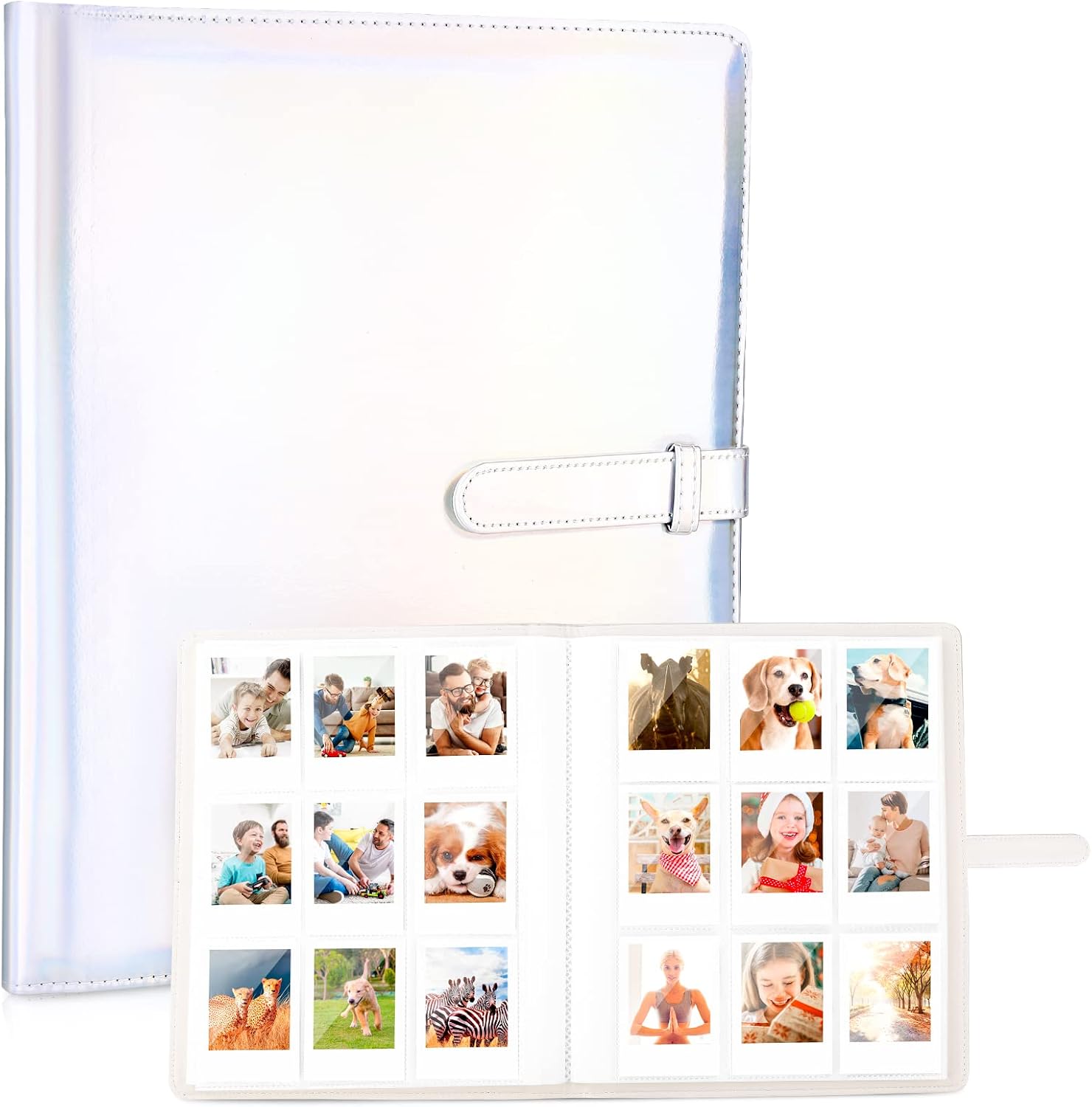 Ablus 360 Pockets Instant Photo Album, Compatible with Fujifilm Instax Mini 12/11/9/8+/8/7S/LiPlay, Polaroid Snap/Touch/Zip Mint Cameras Printers, Kodak Canon Instant Camera Film (Brown)