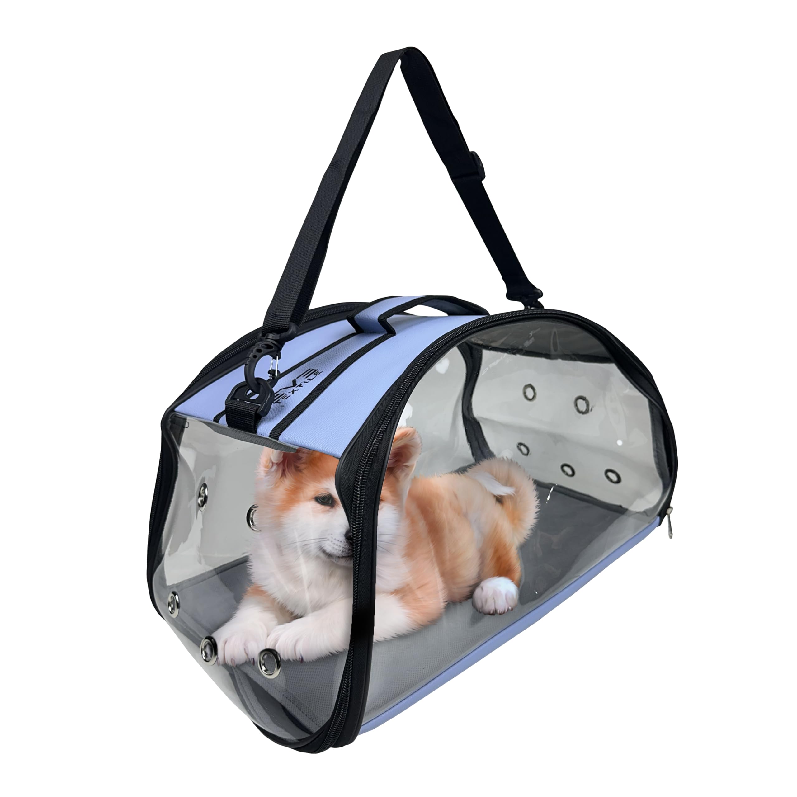 EVE Textile Hunde Tragetasche Hellgrau - Atmungsaktiv & Transparent 47x30x30cm