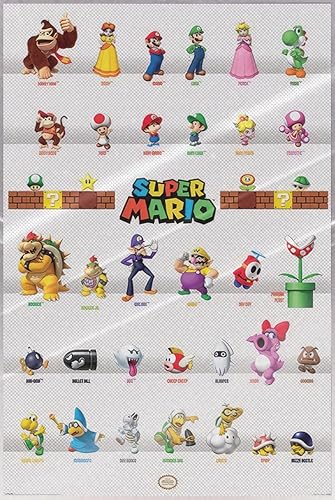 Miniatura 9 de Super Mario - Póster de videojuegos (Desfile de personajes - todos los personajes) (tamaño: 24 x 36 pulgadas) Póster sin marco,Póster laminado,Tiras