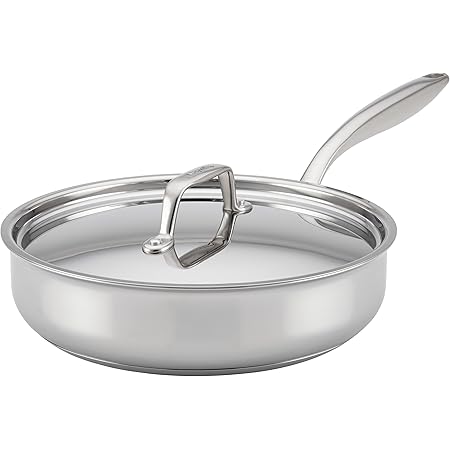 Breville Clad Stainless Steel Saute Pan / Frying Pan / Fry Pan with Lid - 3.5 Quart, Silver