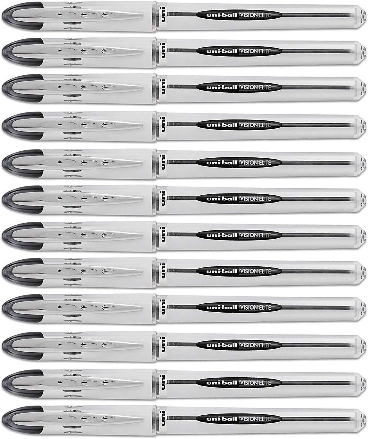 Uni-Ball Vision Elite Stick Roller Ball Pens .08mm, Black Ink, 12 Pens