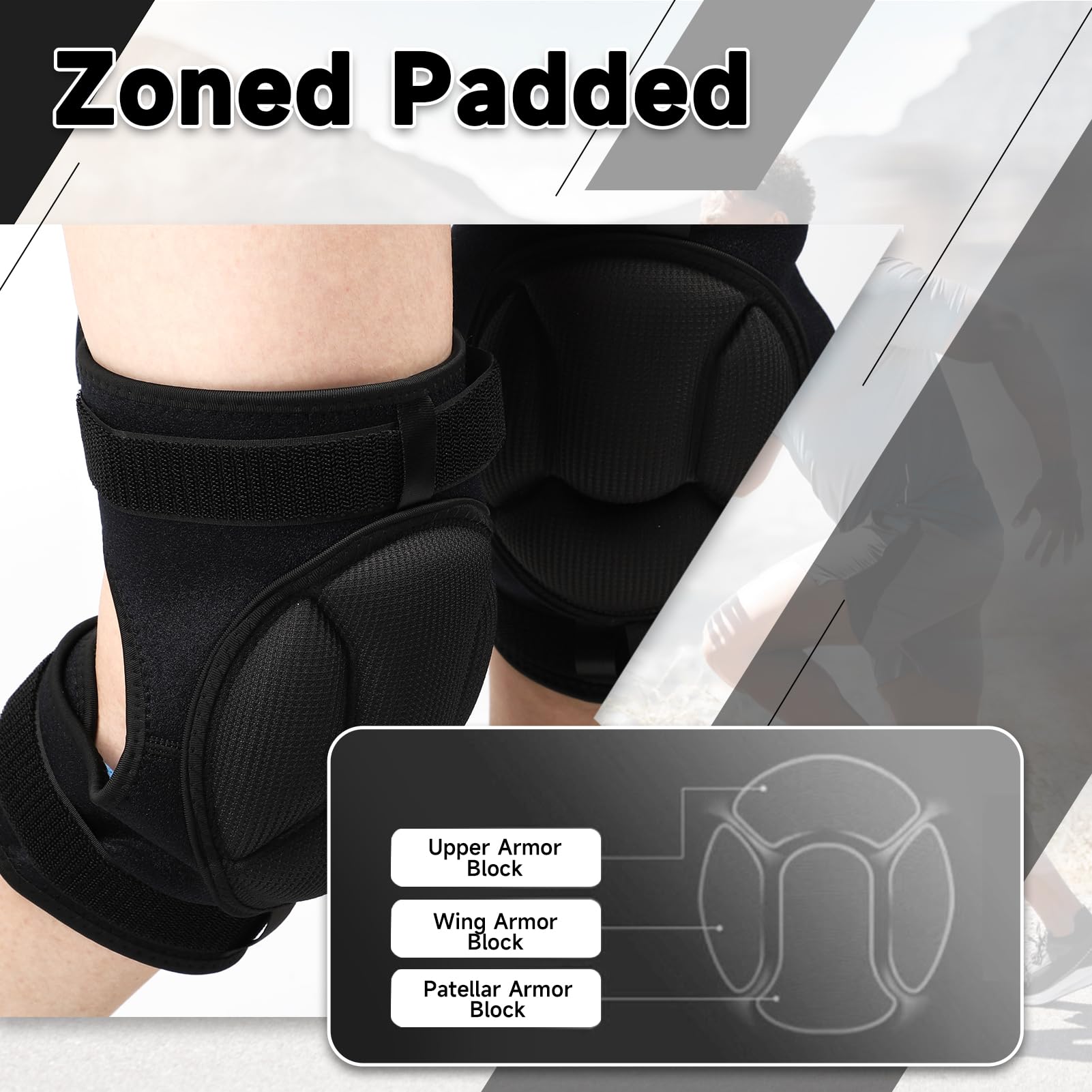 Genouillères Sport HISUEKIG - Double Sangle, Protection Rembourrée Pour Danse, Jardinage, Fitness