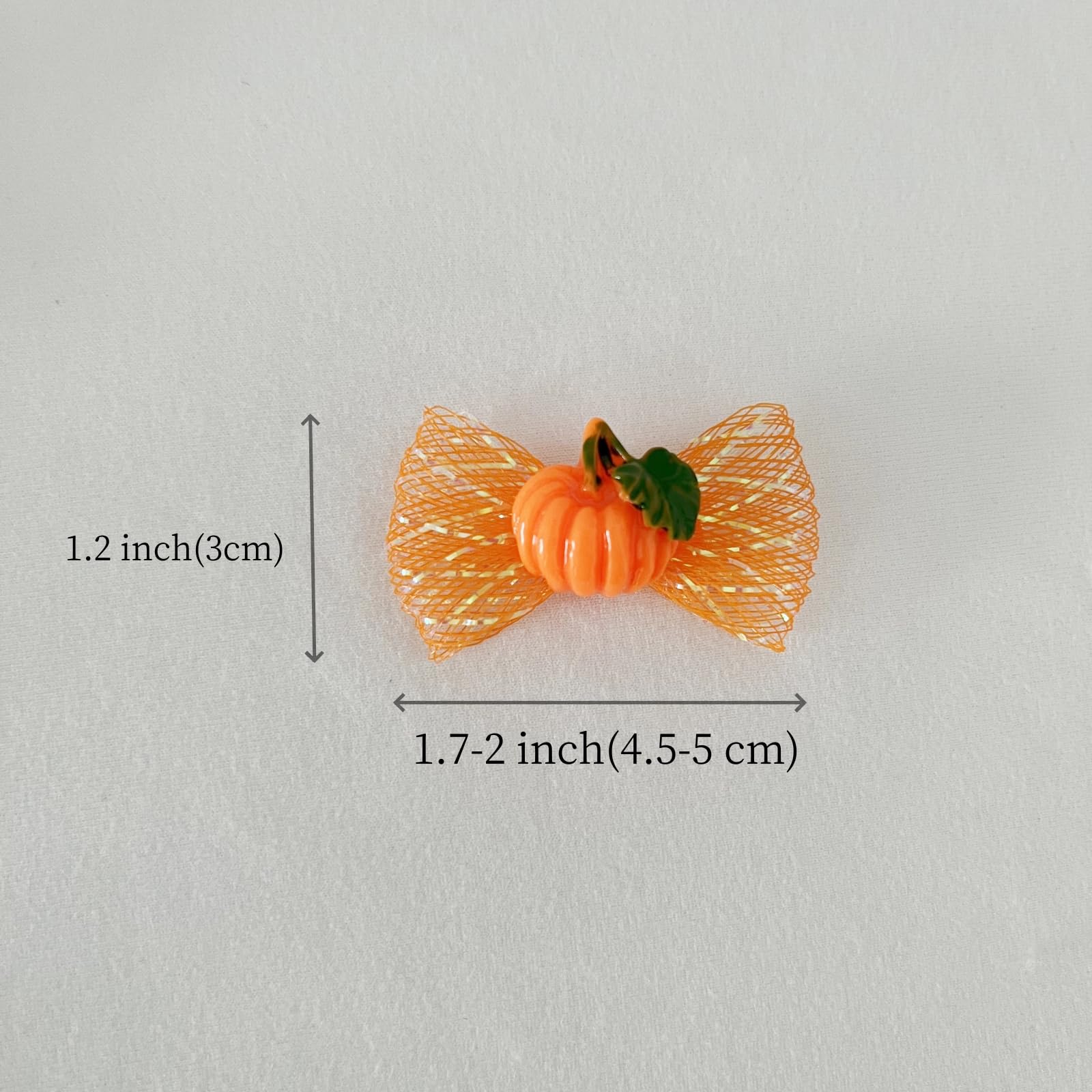 Hixixi 20 Pieces Pet Hair Bows for Dogs and Cats Shiny Pumpkin Design Hair Accessories with Elastic Bands for Halloween and Thanksgiving - Image 3
