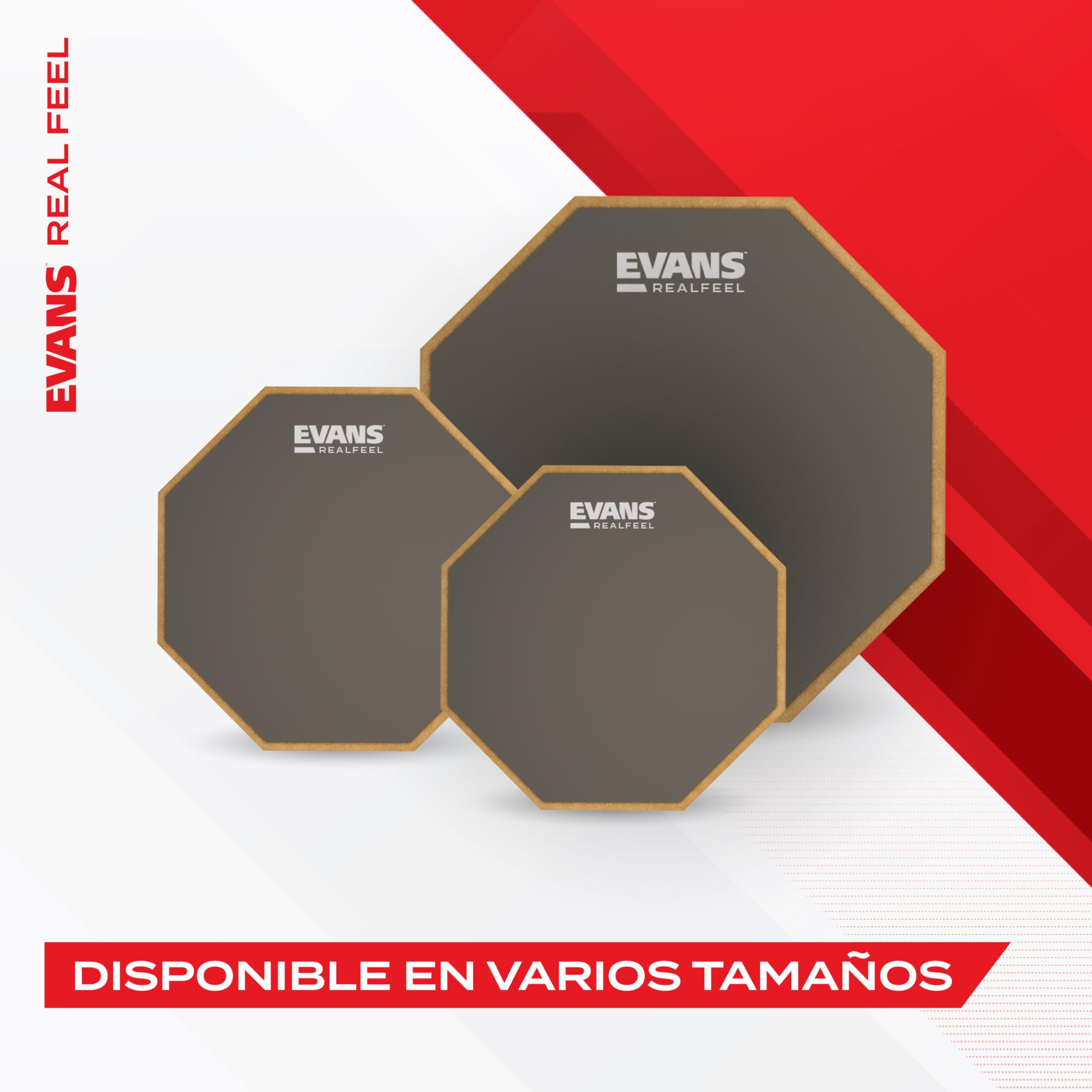 Evans RealFeel Drum Pad - Parche de Práctica para Batería - Goma de mascar, una cara, 12 pulgadas