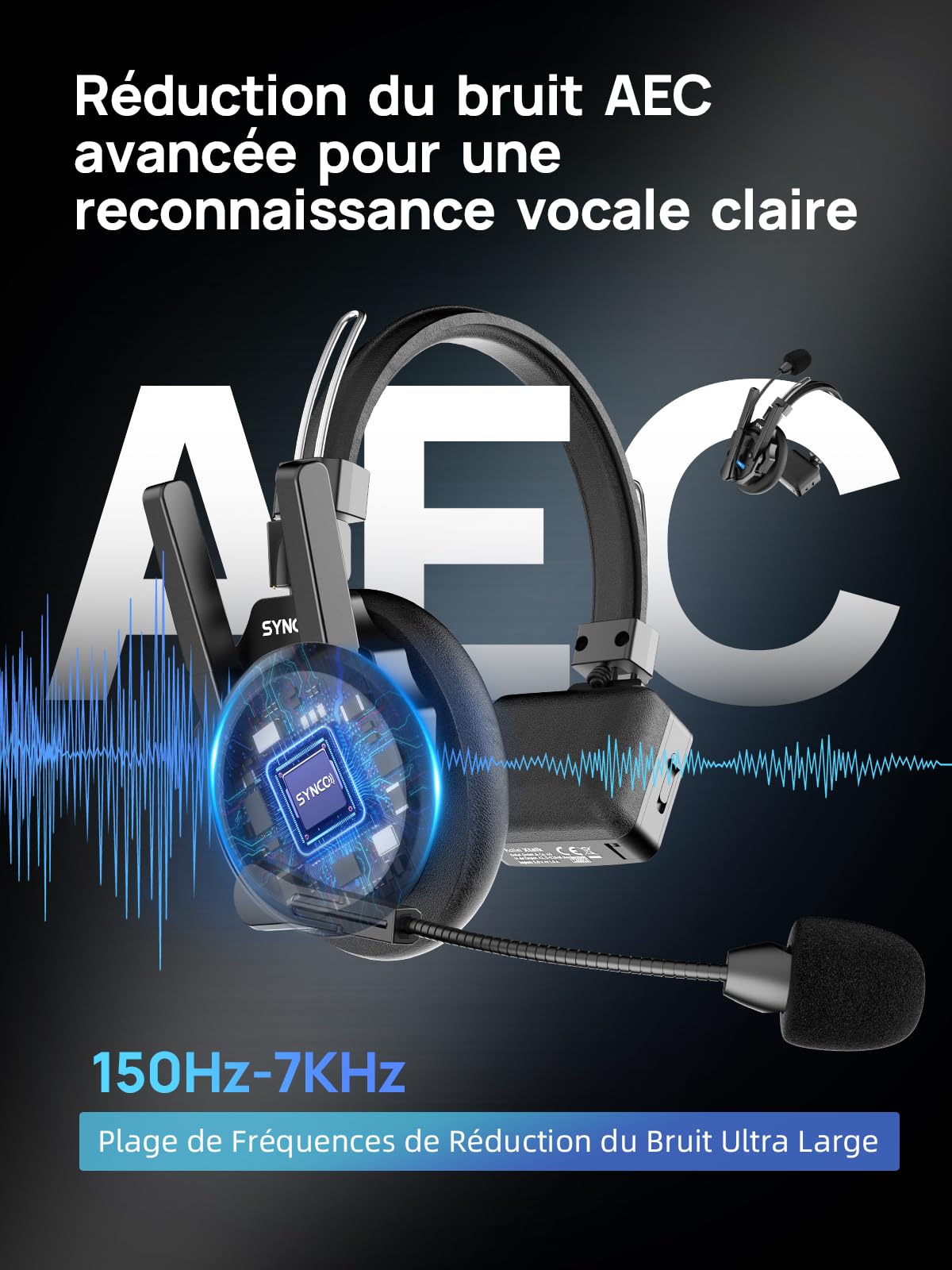 SYNCO Xtalk XPRO5 Casque Intercom Full Duplex 2.4G sans Fil avec Annulation du Bruit 5 Écouteurs