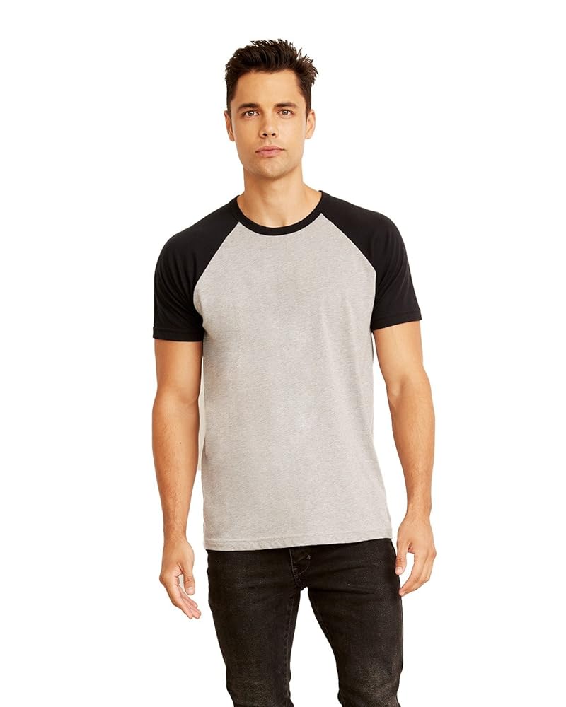 Next Level Unisex Raglan Short-Sleeve T-Shirt XS BLACK/ HTHR