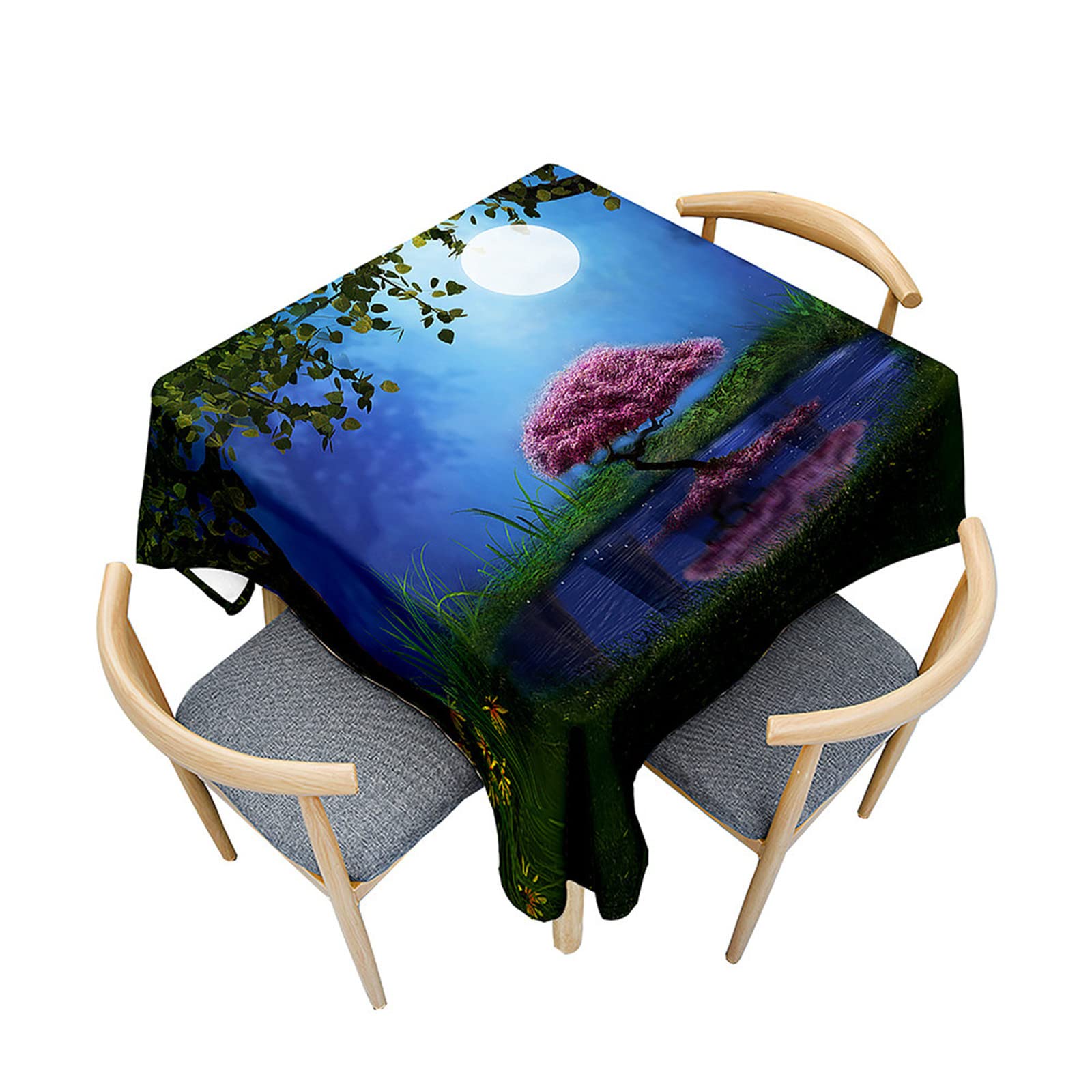 Tovaglia Quadrata Impermeabile Morbuy Motivo Foresta - Idrorepellente, Antimacchia, Lavabile, Per Interno Ed Esterno