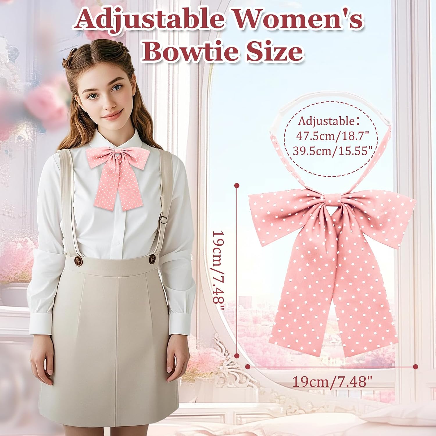 Womens Polka Dot Bow Tie Pretied Bow Ties for Women Party Prom Date | Polka Dot Print, Pre-tied Knot, Adjustable Neck Size, Soft Polyester, Ideal for Party Dinner Daily Commuting