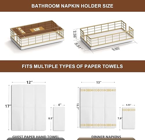 Vista 166 de Wican Bandeja para toallas de invitados para baño, soporte de servilletas de roble y hierro para tocador, mesa de comedor, cesta de madera