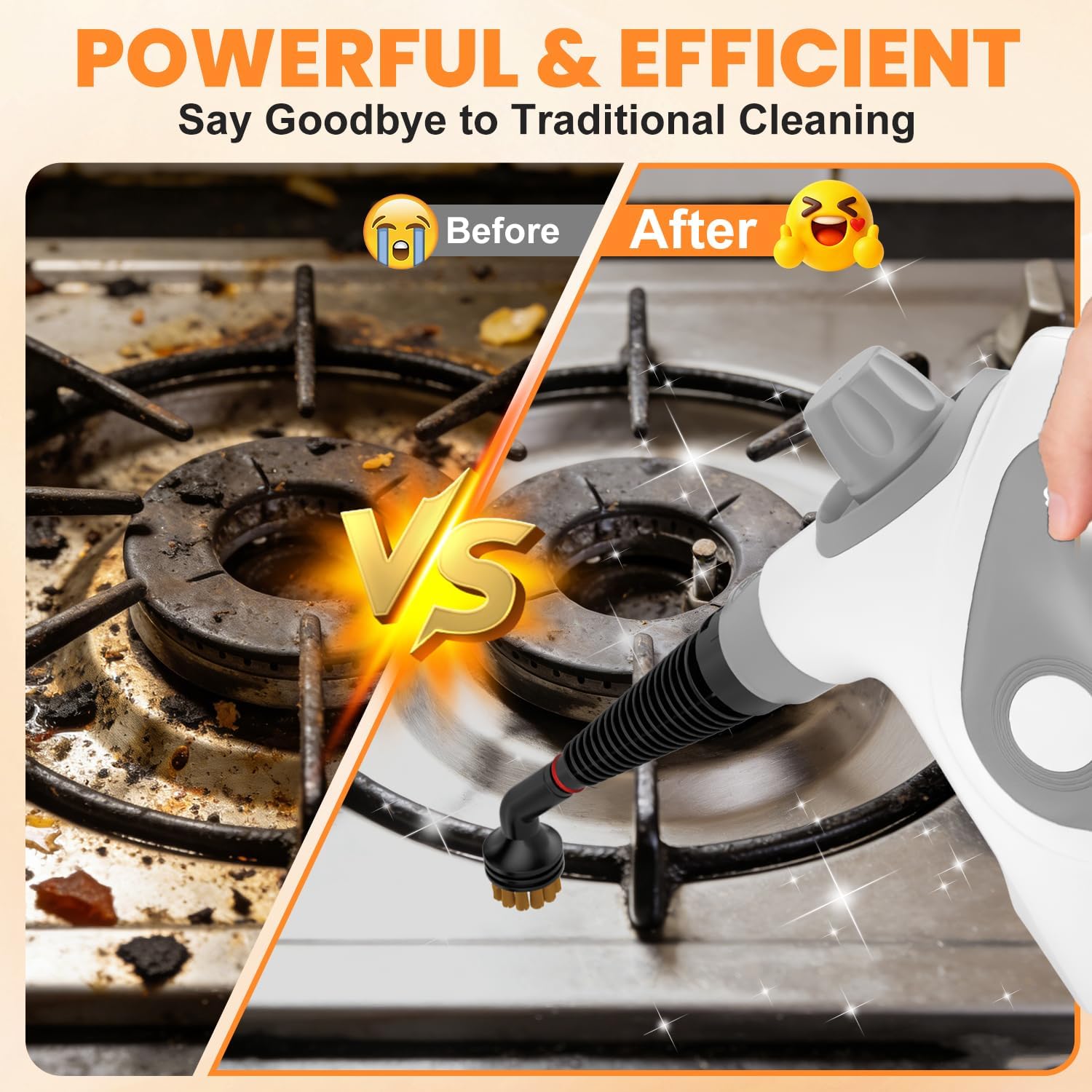 Handheld Steam Cleaner for Home, Pressurized Portable Steamer for Cleaning with 15 Accessories for Multi-Surface Cleaning, Floors, Tiles, Grout, Kitchen, Bathroom, Couch & Car(Grey Cap&Grey Handle) - Image 7