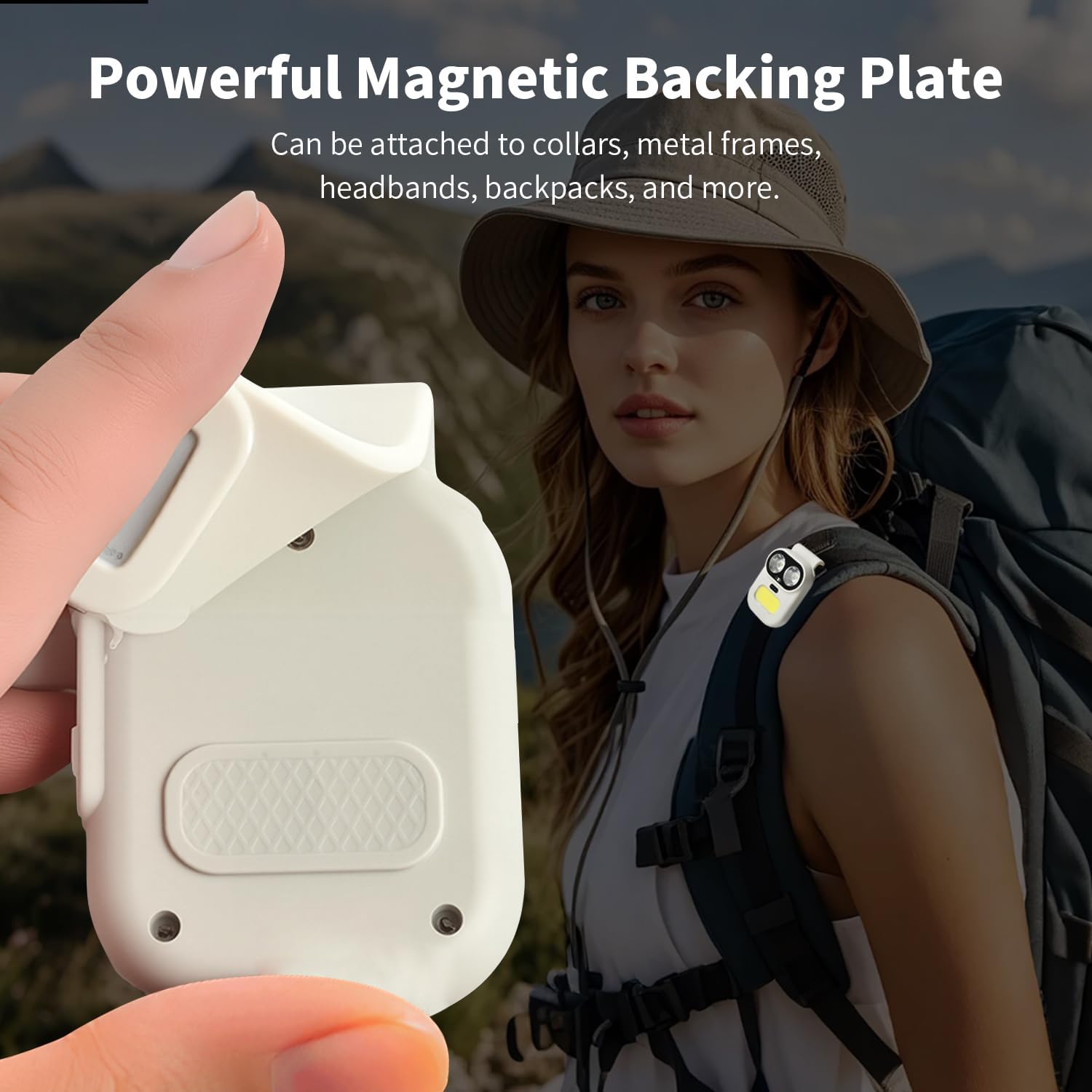 Robot Headlamp with Magnetic Clip & Wave Sensor, 2-in-1 Convertible Clip Light, 6 Modes, 700mAh Type-C, IPX4 Waterproof, for Running Cycling Camping (White)