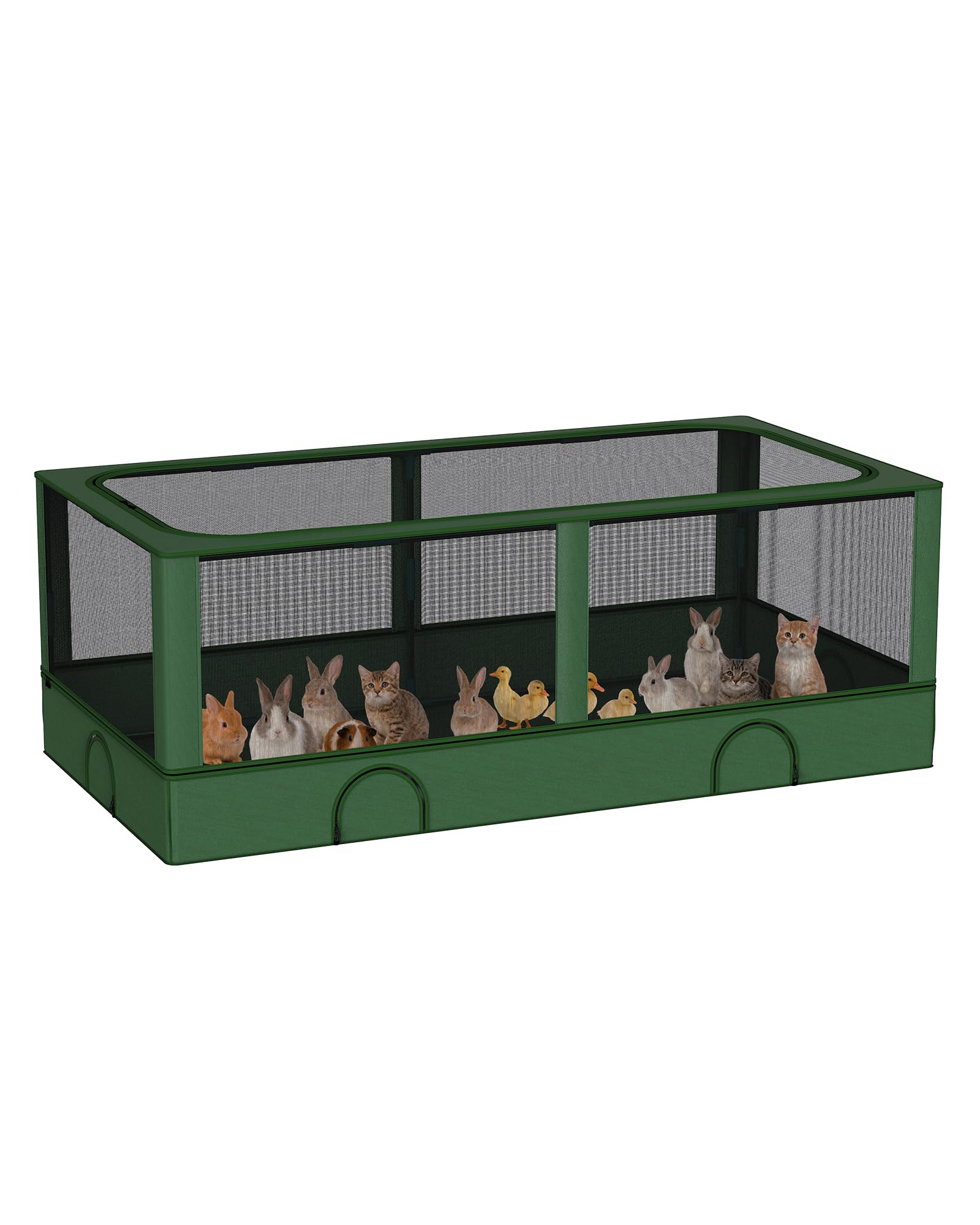 DINMO Small Animal Playpen, Chicken Brooder Box with Cover, Waterproof Indoor Outdoor Pet Cage with Sturdy Metal Frame for Bunny, Guinea Pig, Kitten,