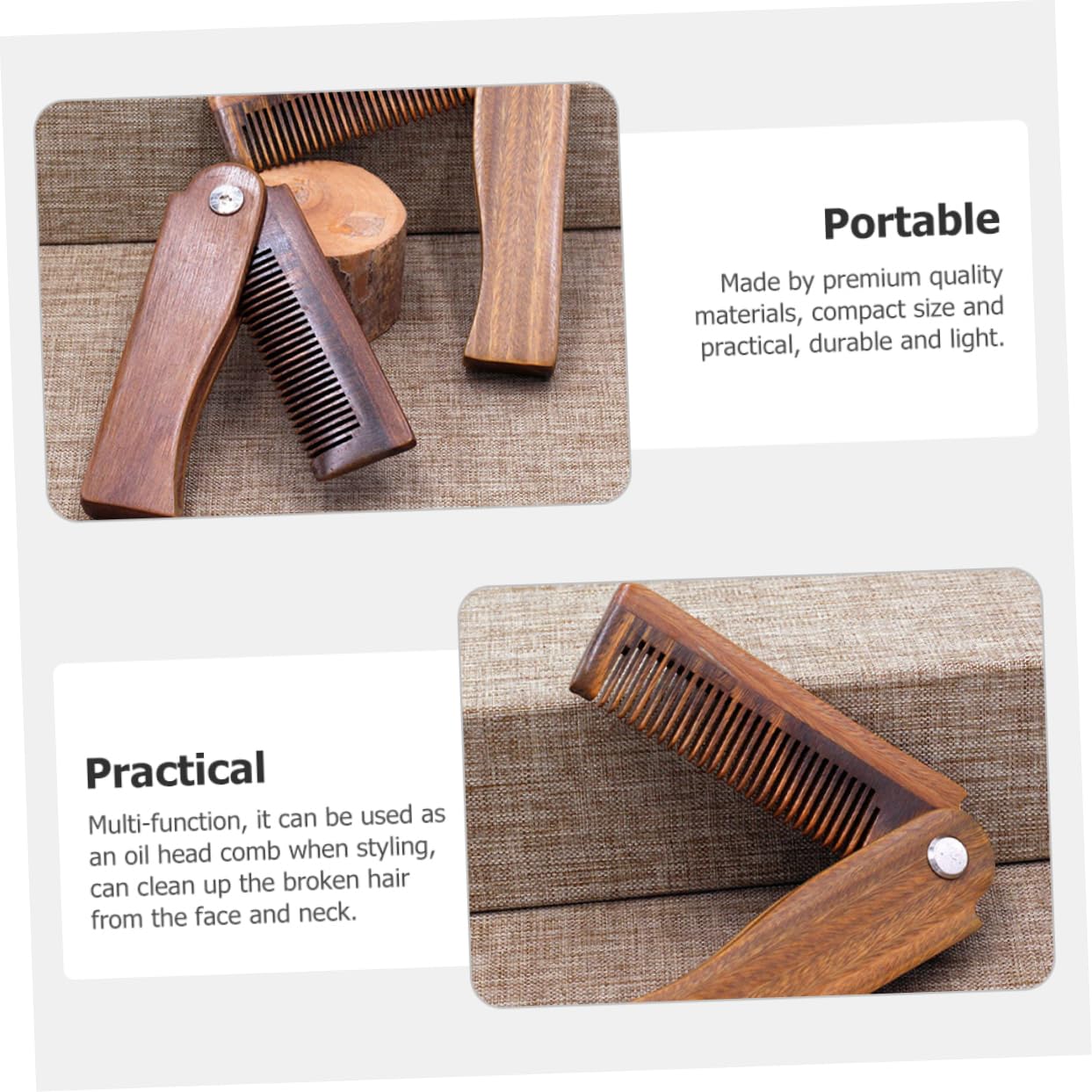 Beavorty 3 Set Pettine Per La Della Barba Pieghevole Pettine Per Design Ergonomico Per Baffi in Legno Fornitura Per Viaggio Uso Domestico