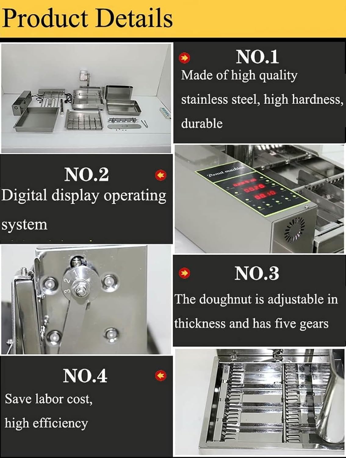 Commercial Mini Donut Maker with Intelligent Control Panel - Digital Fryer Auto Flip Adjustable Thickness - 2000W Donut Machine