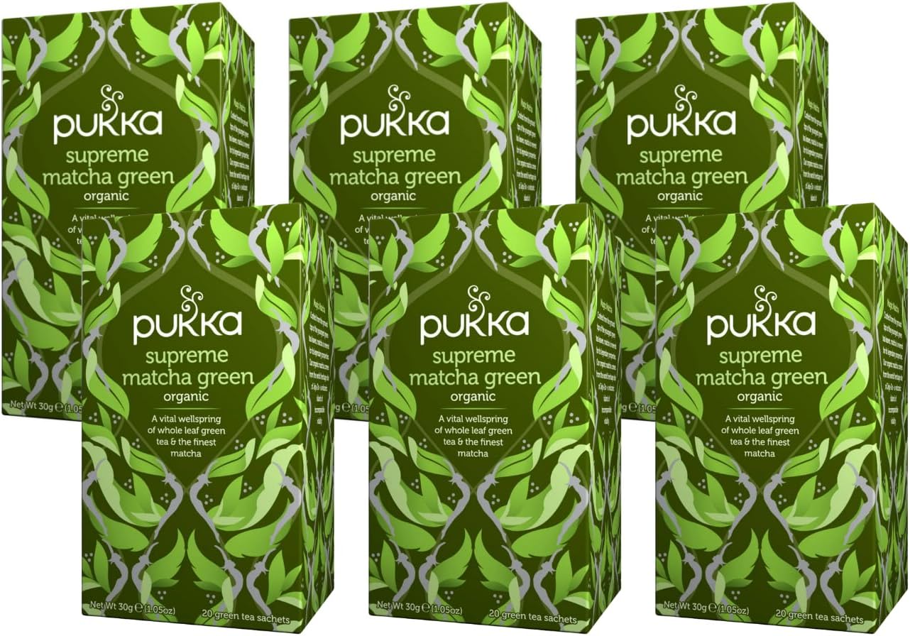 Supreme Matcha Green, Organic Herbal Tea, 20 individually wrapped Tea Bags, 6 Count