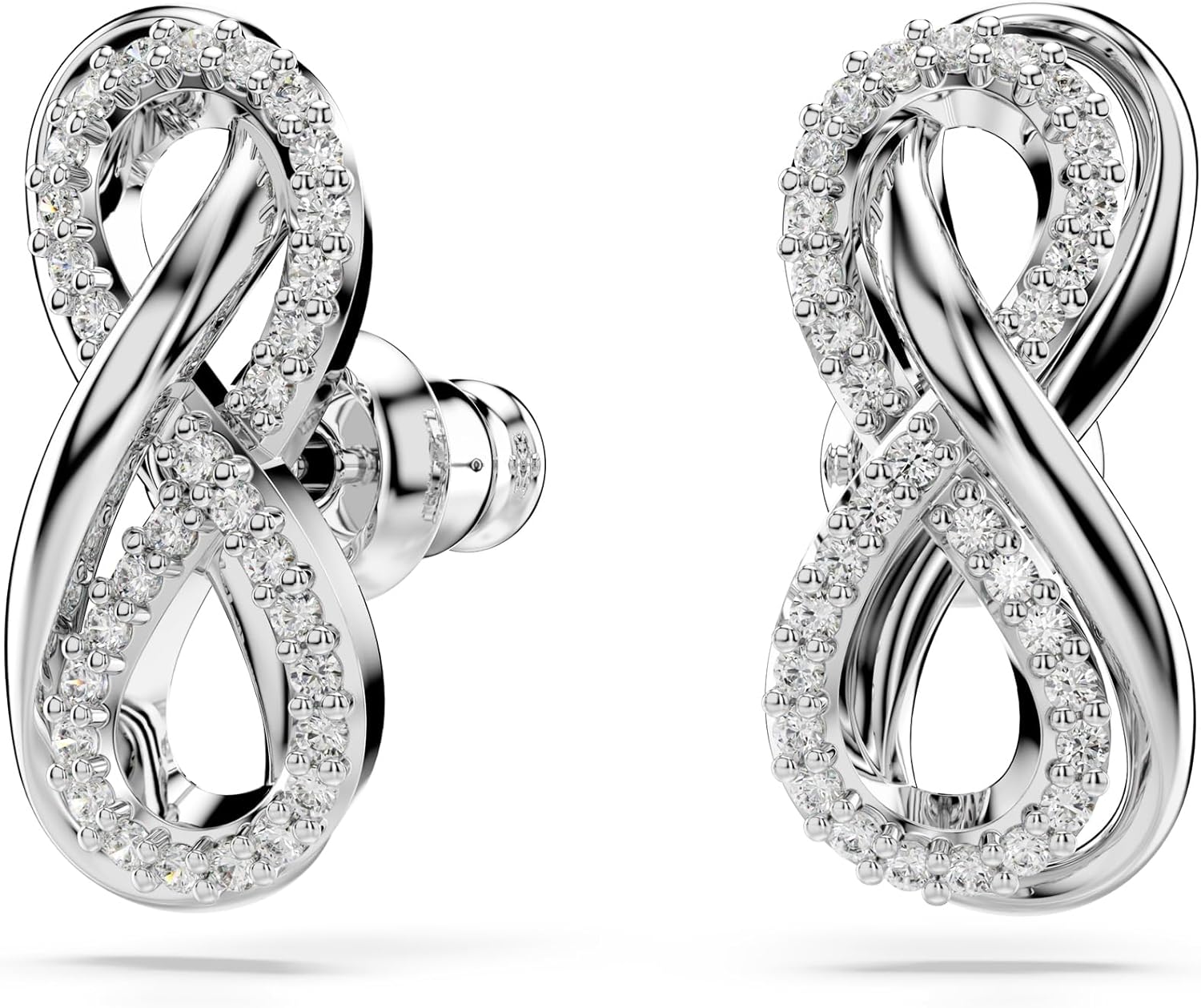 Swarovski Hyperbola Stud Earrings, Infinity Symbol Motif with Clear Crystals in a Rhodium-Finished Setting, Part of the Swarovski Hyperbola Collection