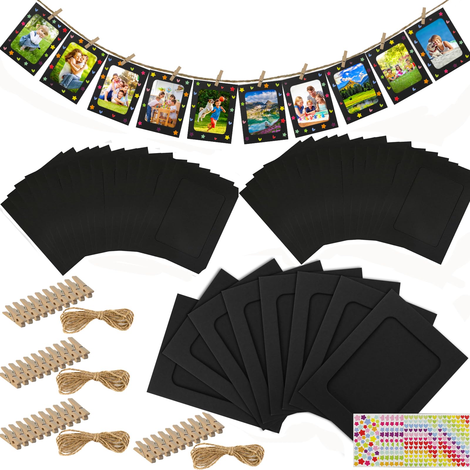 Cadres photo en papier pour anniversaire et mariage lot de 100 avec pinces de fixation