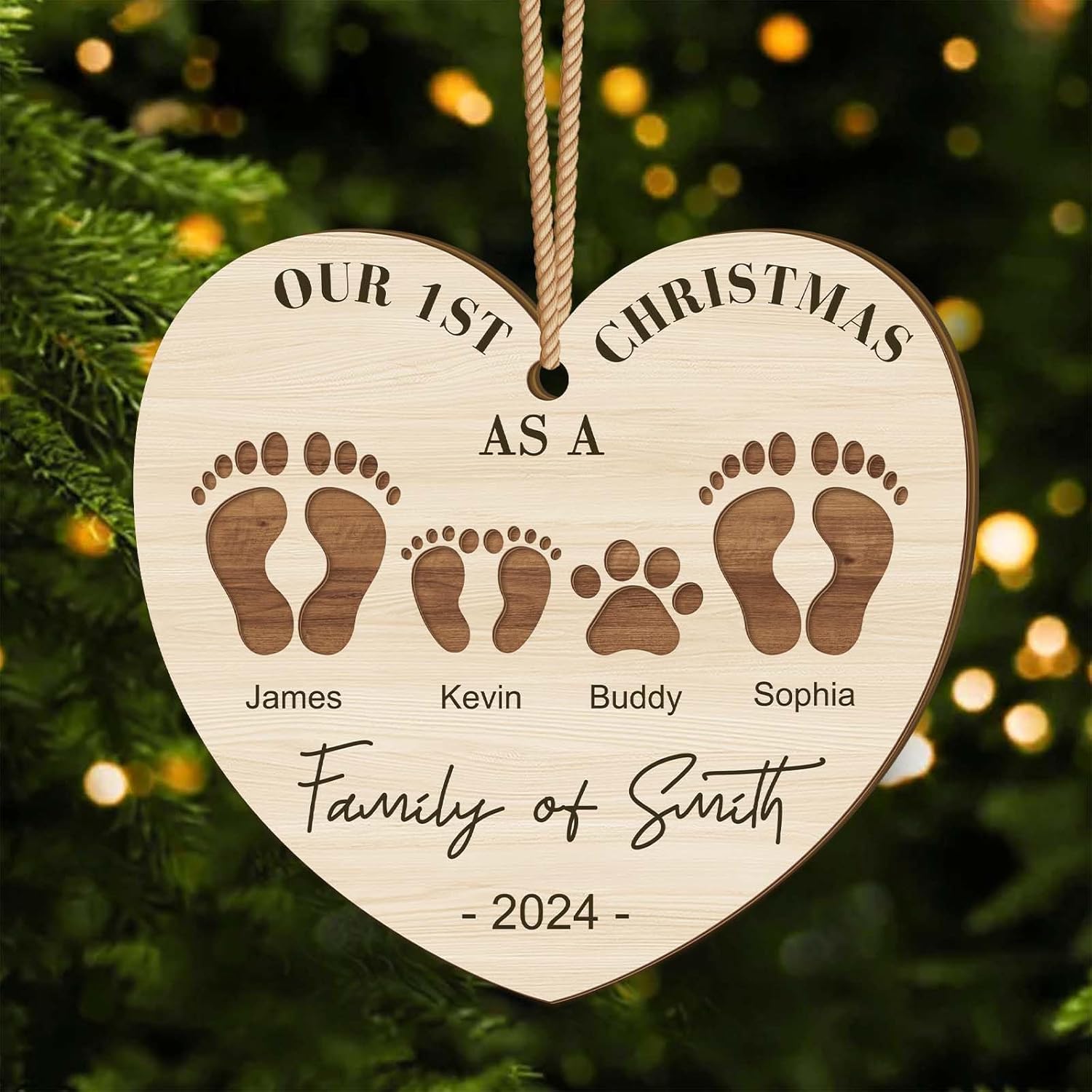 MOTICIUS Personalized Wooden Ornament Custom Christmas