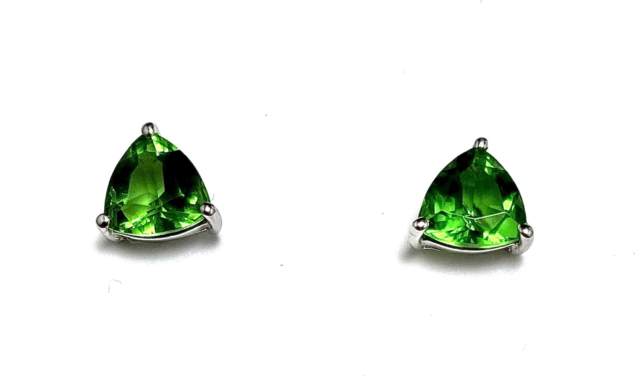 E70808 & P71010 Mt. St. Helens Helenite Trillian (8mm&10mm) Shape Sterling Silver Studs Earrings and Matching Pendant