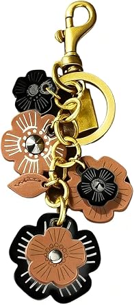 Leather Flower Bag Charm for Women, Cute Floral Keychain Car Hanging Keyring Purse Charm Decoration for Handbags