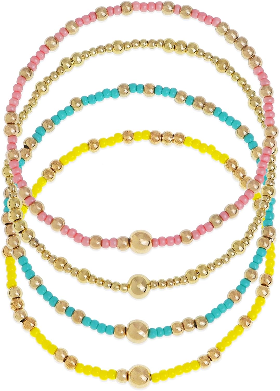 Gold seed beads stack bracelets for women handmade boho set