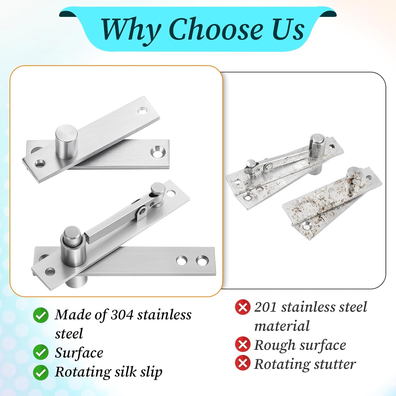 Pivot Hinge for Wood Doors Stainless Steel Heavy Duty Hidden Hinges with 360 Degree Rotation Invisible Door Hardware for Secret Doors and Bookshelf