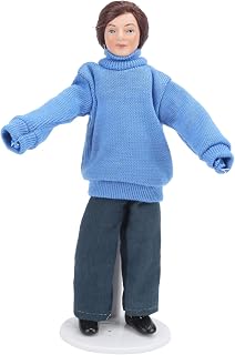 Agatige 1:12 Dollhouse Young Man Figures, Miniature People Dolls Houses People Modern Young Boy Teenager Resin Figure with Blue Sweater Decoration