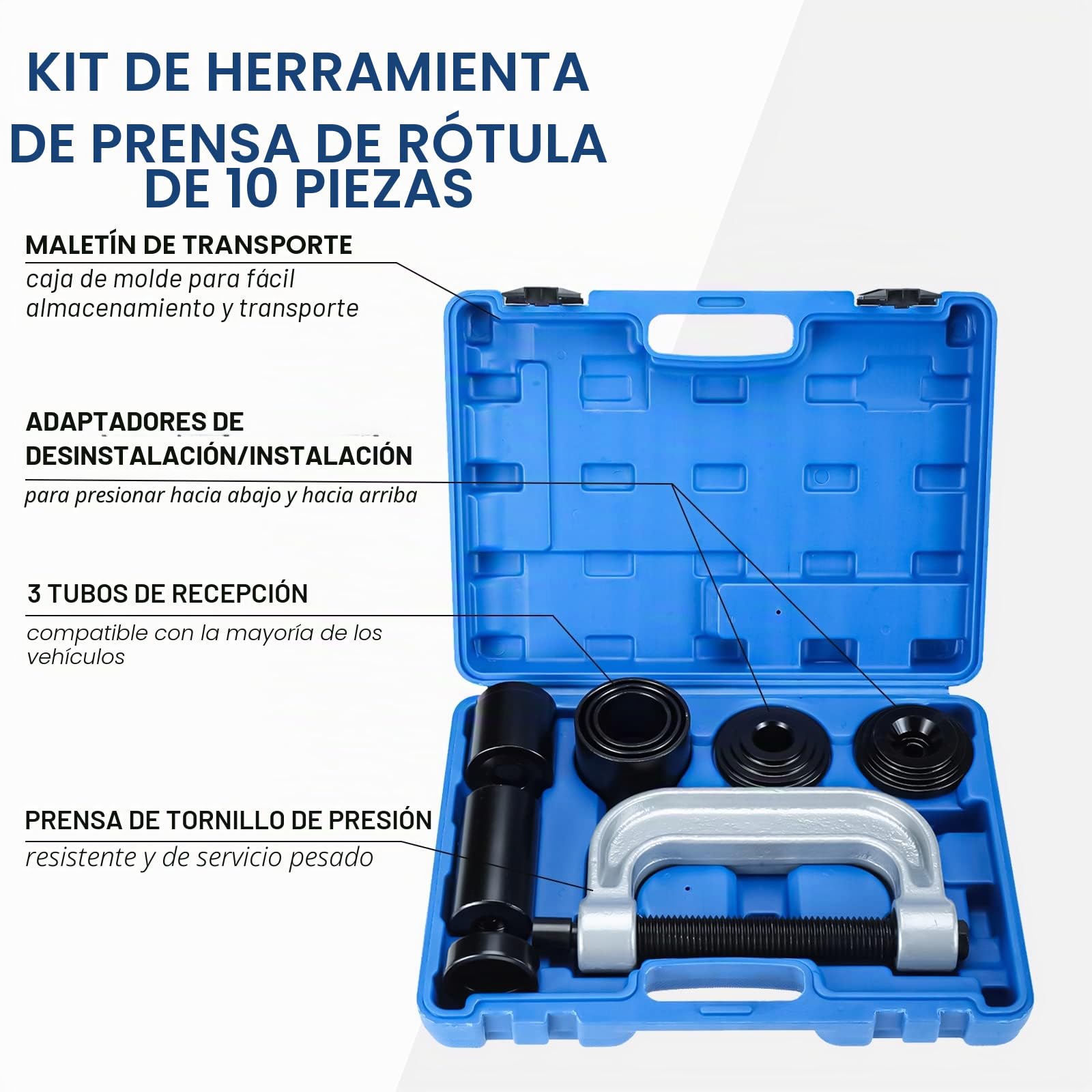 BOOMSTART Kit de herramientas de extracción de juntas en U y prensa de rótula 4 en 1 con adaptadores 4x4 para kit de herramientas de instalación de prensa de juntas 2WD y 4WD