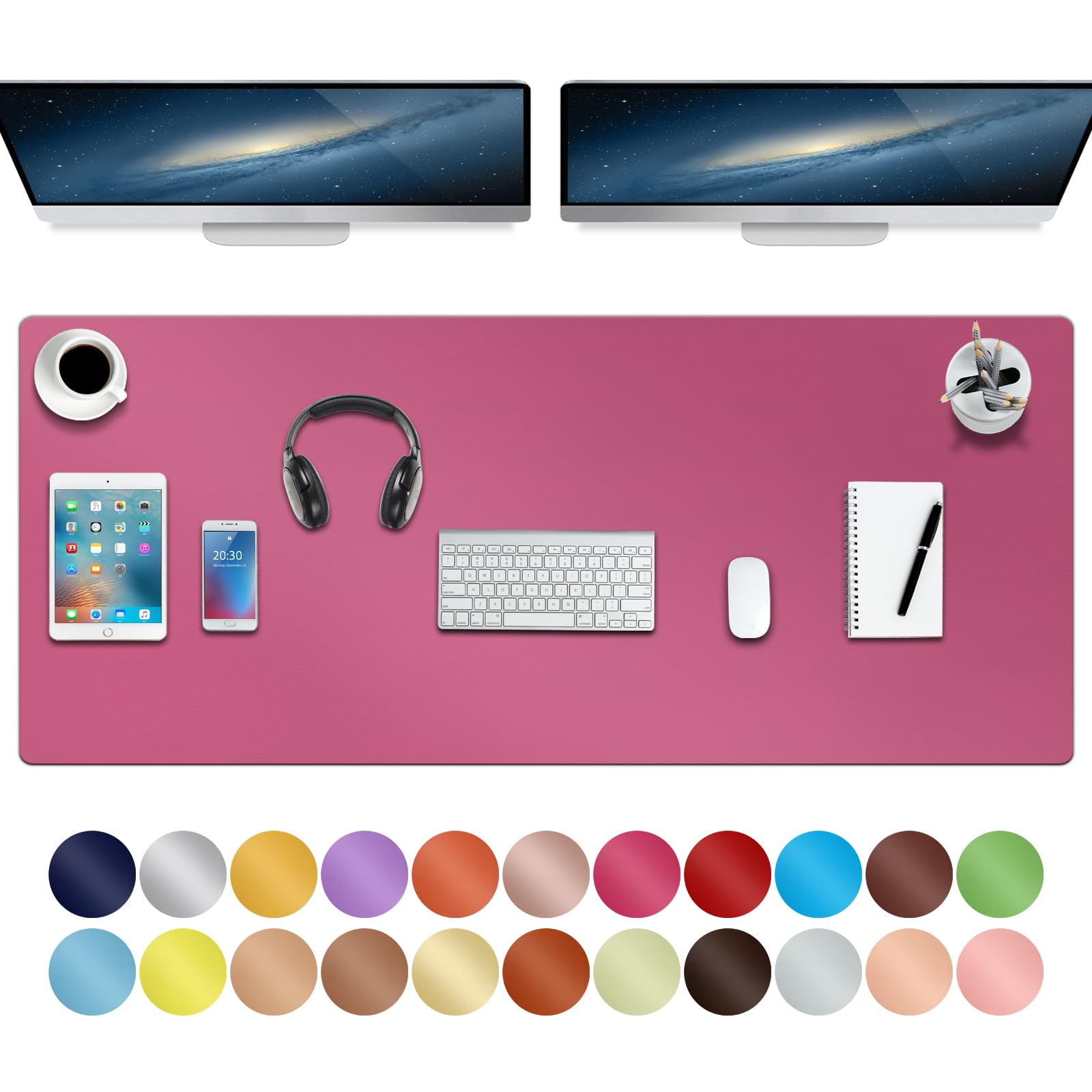 Boutilon Leather Desk Pad 47"x 24" Non-Slip Mouse Pad,Business Desk Pad,Extended Table Protector for Keyboard and Mouse,Desk Writing Pad for Office Home Working Decor (XXXL-Rose Pink)