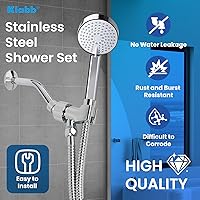 Vista 6 de Klabb Soporte de cabezal de ducha de mano ajustable y manguera de 79 pulgadas, soporte de ABS premium, bola de latón giratoria de 360 grados y cinta