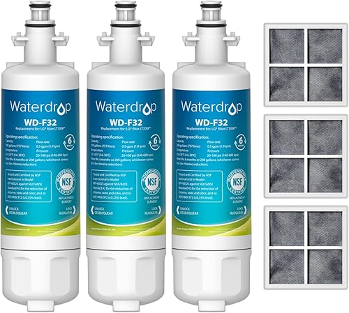Miniatura 2 de Waterdrop ADQ36006101 Reemplazo para filtro de agua para refrigerador LG® LT700P®, Kenmore® 9690, 469690, RFC1200A, FML-3 y LT120F®, 6 filtros de
