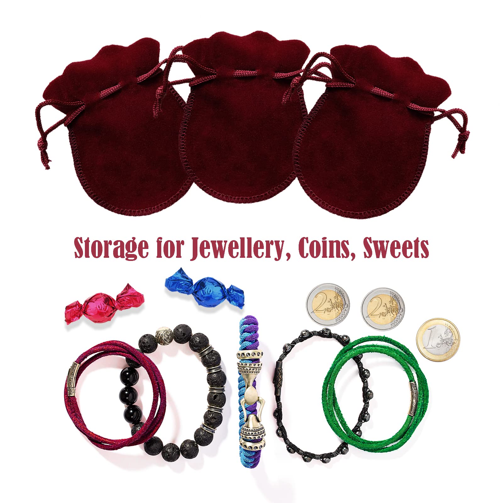 Spldsun 50 Pieces Velvet Jewellery Bags, Gift Bags with Drawstring, for Storing Jewelry Jewellery, Candy - Image 4