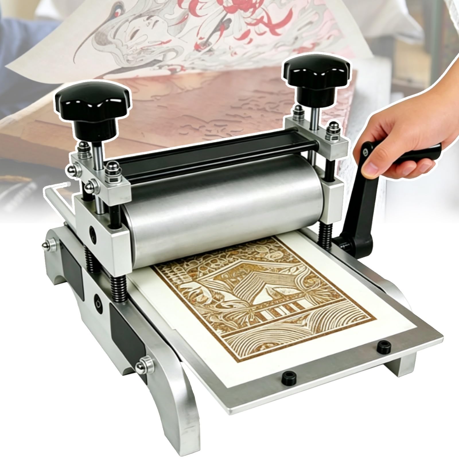 Presse à imprimer lino manuelle avec rouleau réglable pour gravure sur bois