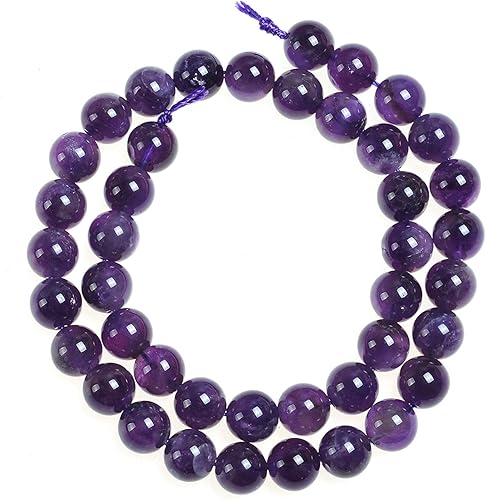 Miniatura 3 de Cuentas de amatista natural de 0.394 pulgadas (0.394 in) redondas y lisas de cuarzo morado para hacer joyas, regalos para familiares y amigos