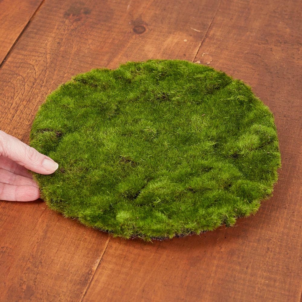 Set of 2 Artificial Round Moss Sheets by Factory Direct Craft for Craft Projects, Fairy Gardens and Displays - 10 Inches Dia Each
