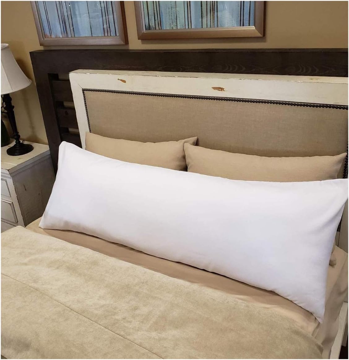 Luxury Egyptian Cotton 300 Thread Count Body Pillowcase - fits 20 x 54 Inch Body Pillow, Envelope Closure (Qty. 1,White)