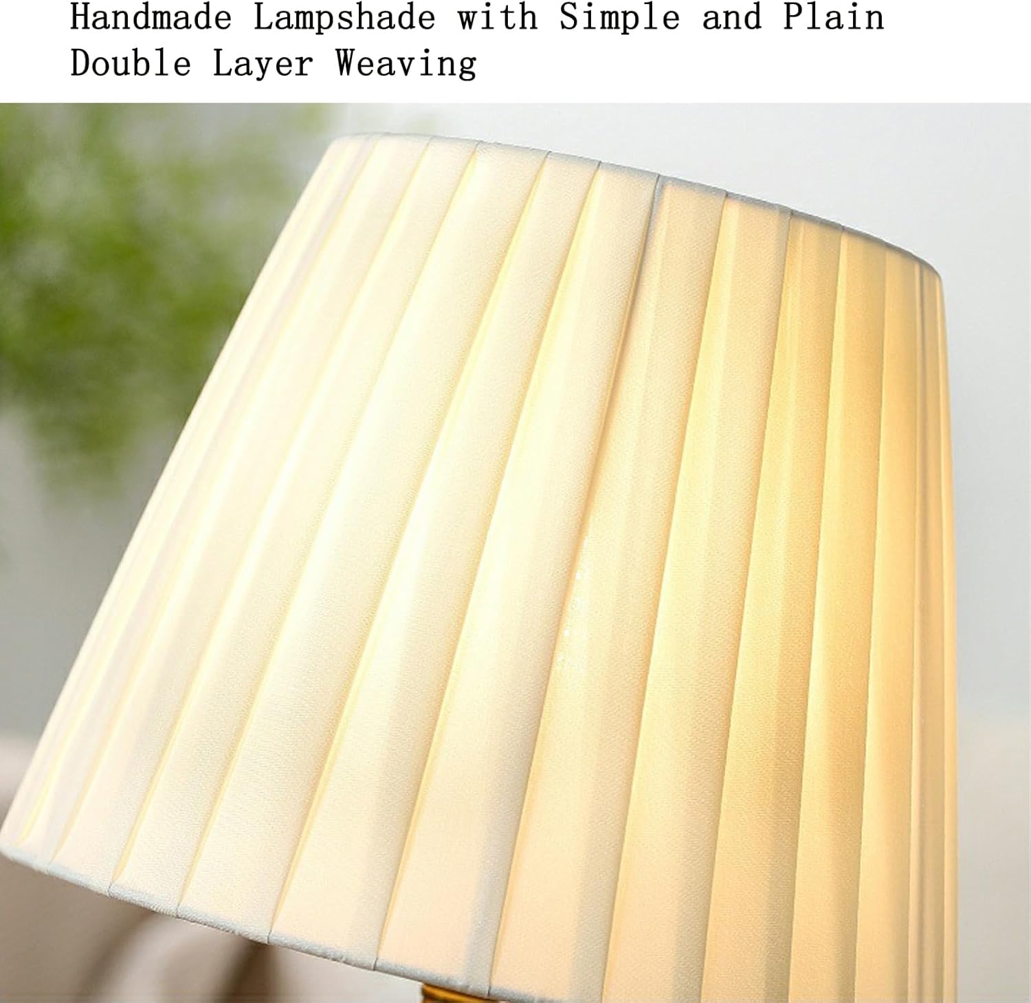 18" White Shade Modern Bedside Desk Lamps with 3 Way Dimmable Lamp Green Ceramic Table Lamp for Unique Gifts RoomHome Office Decor