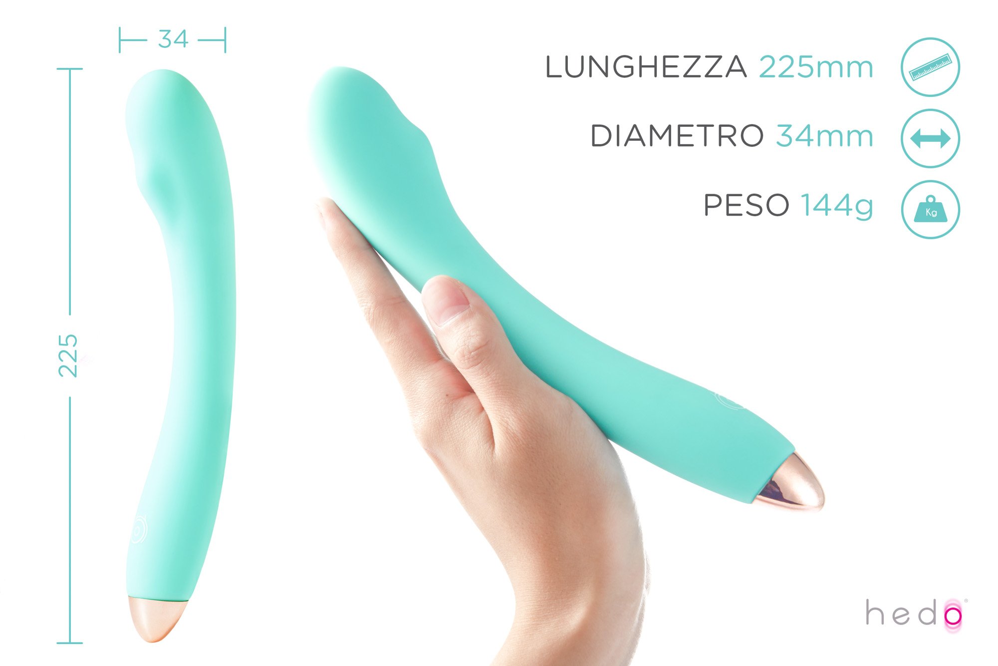 HEDO Q5 | Vibratore sessuale per donna | Silicone medico privo di PVC e ftalati | Stimolatore punto G | Vibratorepunto | RICARICABILE | Ideale anche per stimolazione anale