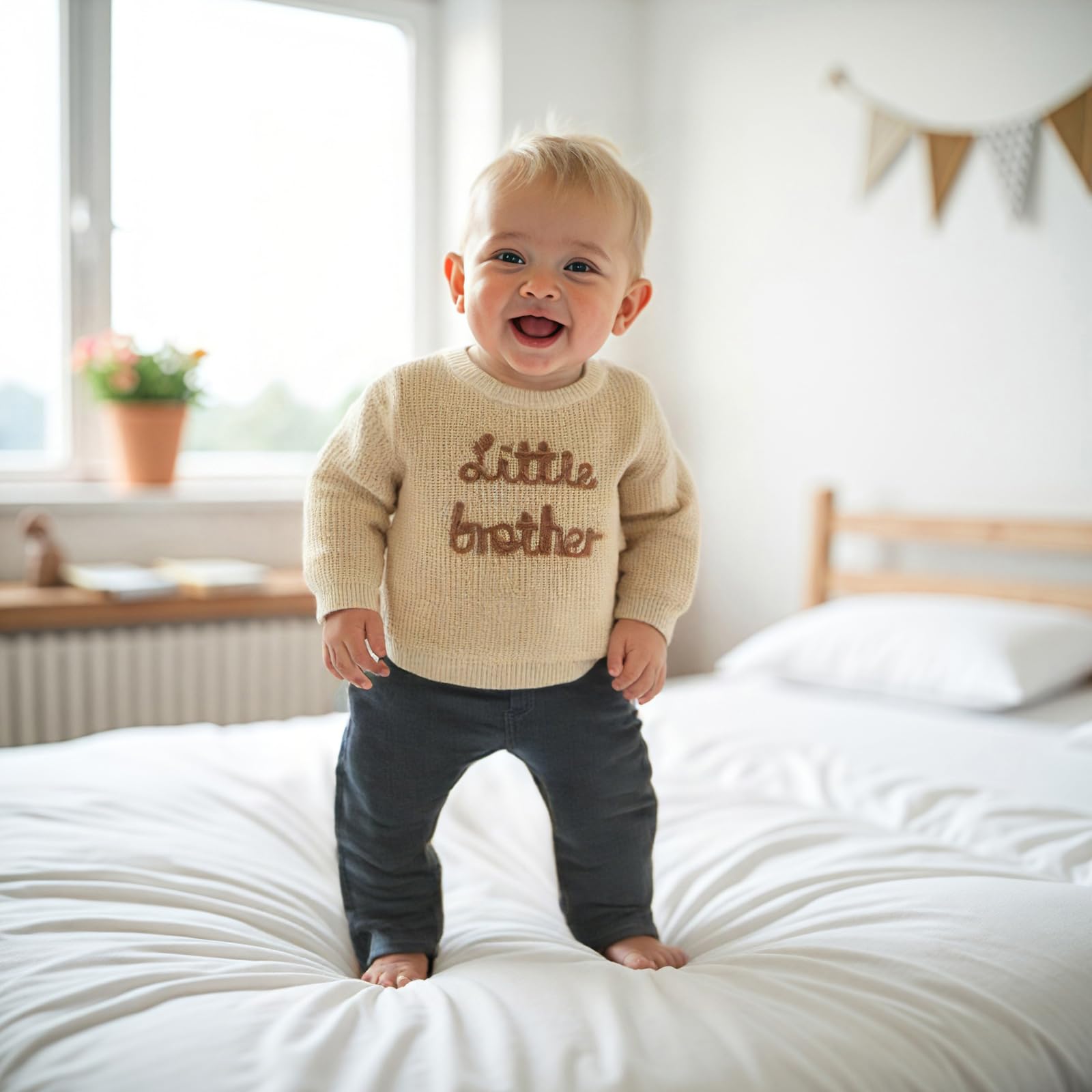Geagodelia Ropa de hermano mayor, para hermano mayor, jersey para hermano pequeño, primavera, otoño e invierno