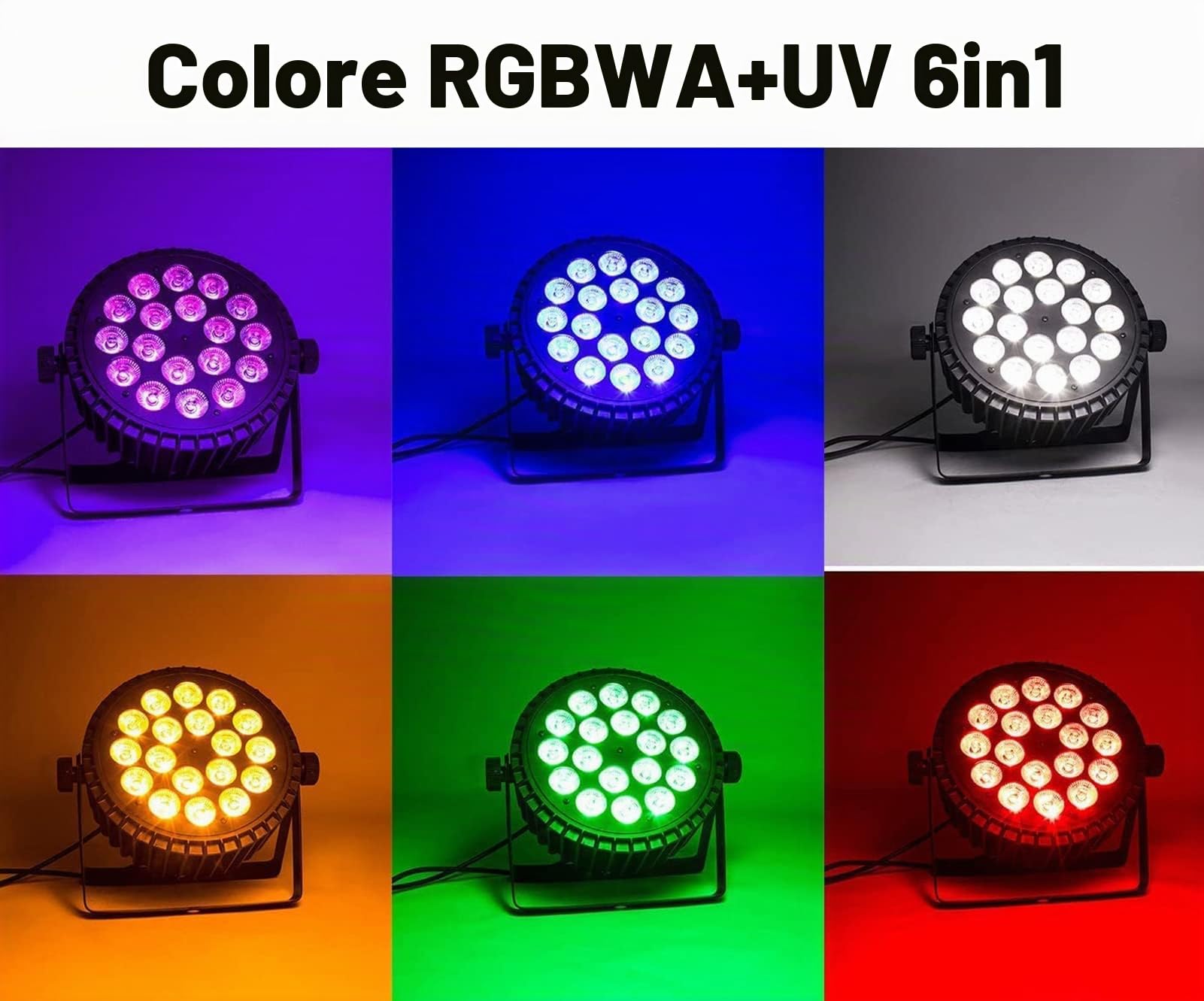 SHEHDS 18X18W LED Phase Par Lights, LED DJ Phase Lights RGBWA+UV 6in1 Wash/Strobe Effect DMX512 Control per Eventi Disco Show Concerti Festa di famiglia